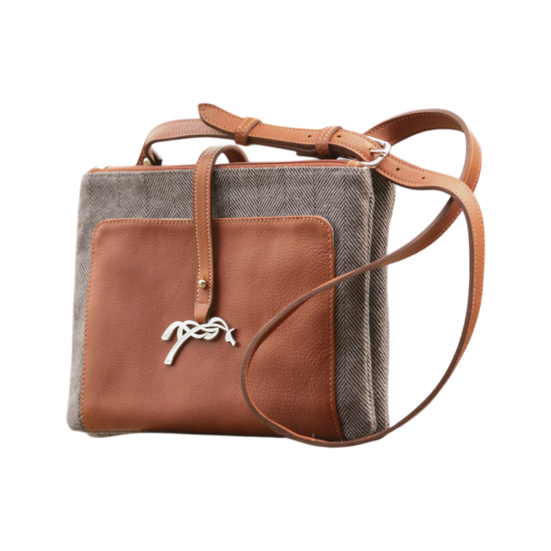Pénélope - Sac Pablito grand modèle chevron/ cognac | - Ohlala