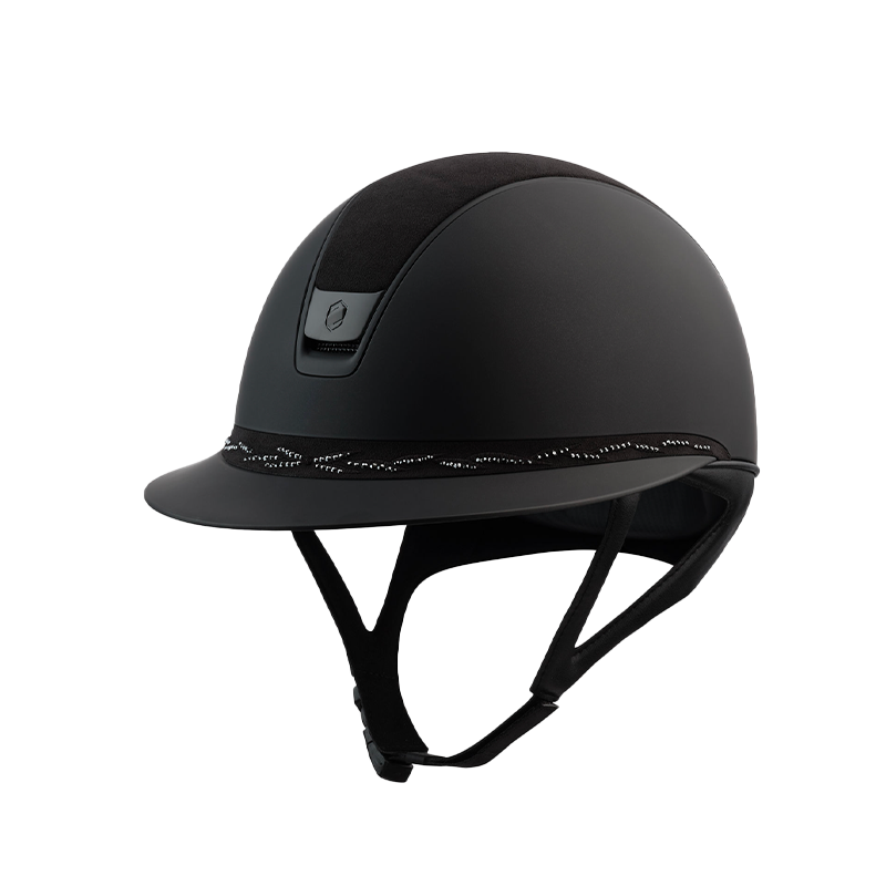 Samshield - Casque d'équitation Miss Shield 2.0 Shadowmatt noir Alcantara Flower Swaroski noir