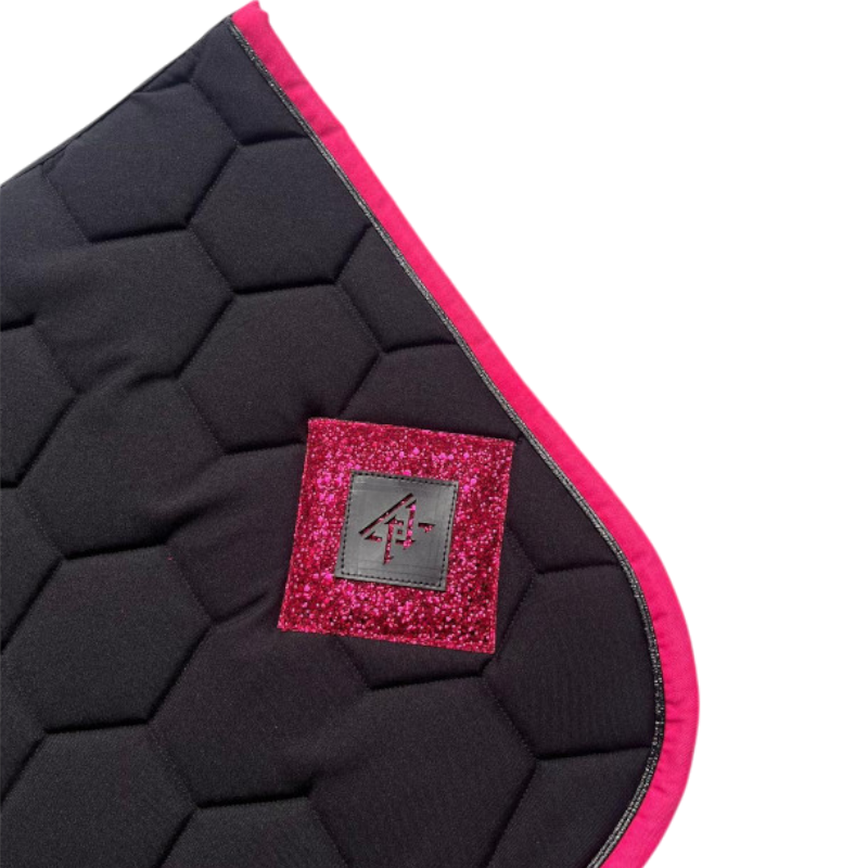 Oxxer - Tapis de selle Diamant noir/ fuschia paillettes fuschia | - Ohlala