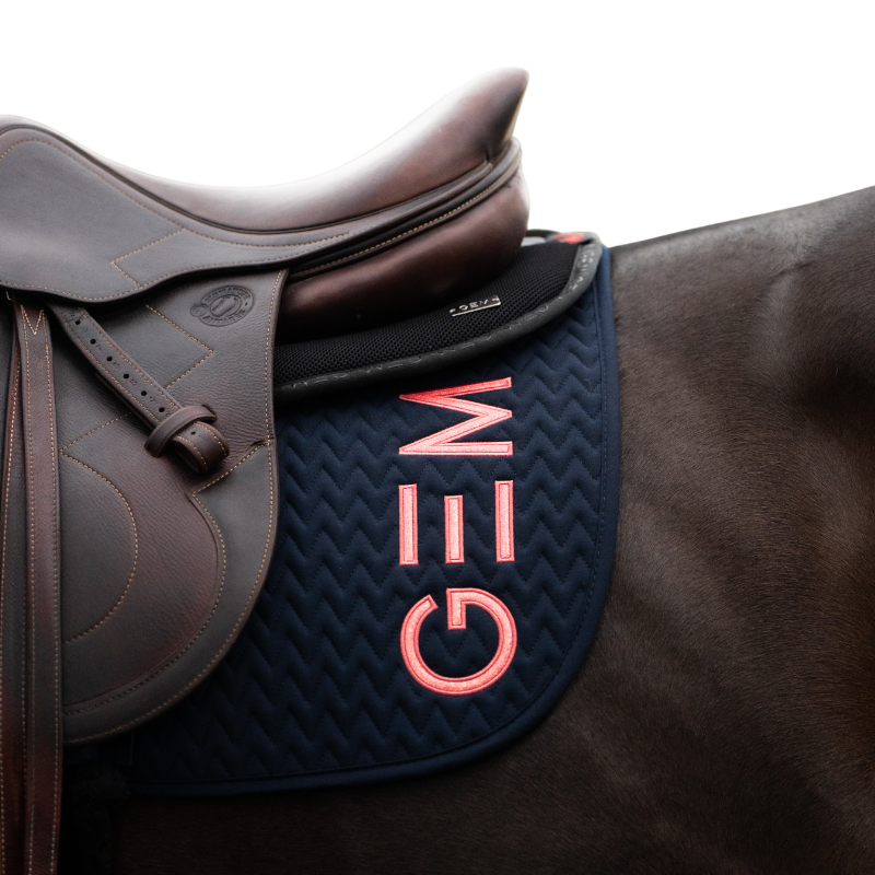GEM - Tapis de selle Ten marine/ corail