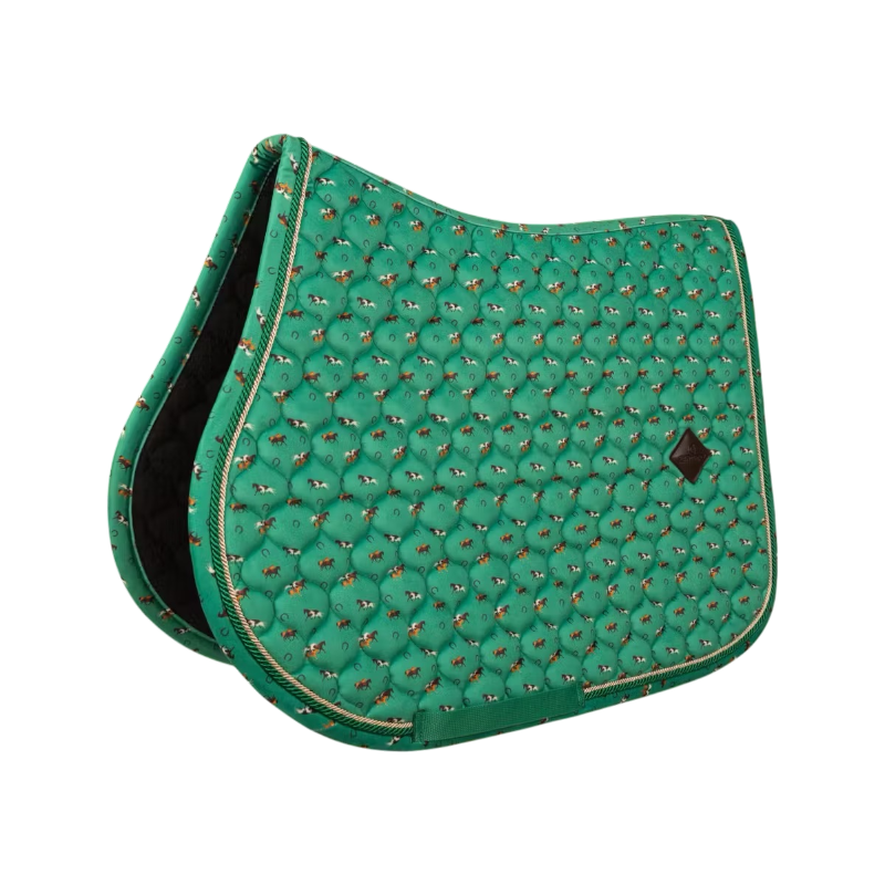 Kentucky Horsewear - Tapis de selle Velvet imprimé cheval vert | - Ohlala