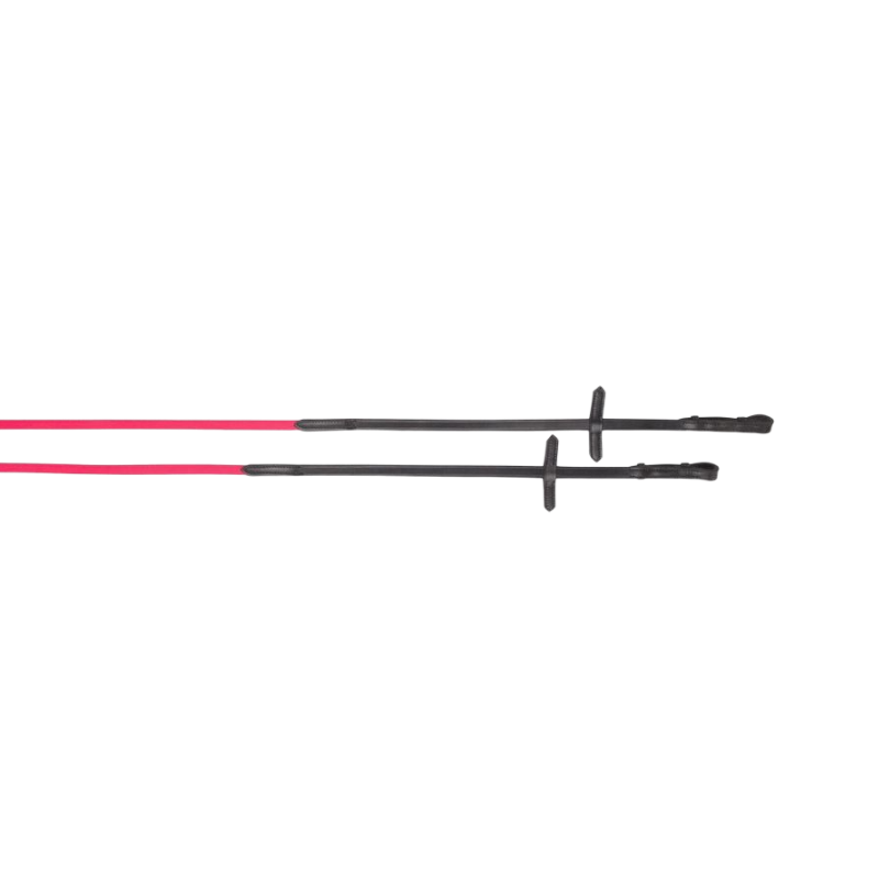 TdeT - Rênes Biotack® lisses + Cuir fuchsia | - Ohlala