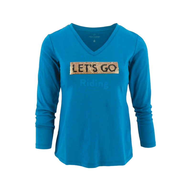 Equithème - T-shirt manches longues Sequins femme saphir | - Ohlala