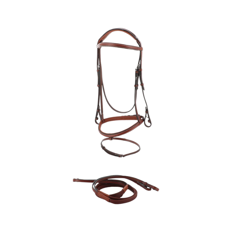 Eric Thomas - Hybrid "comfort" bridle with tan reins