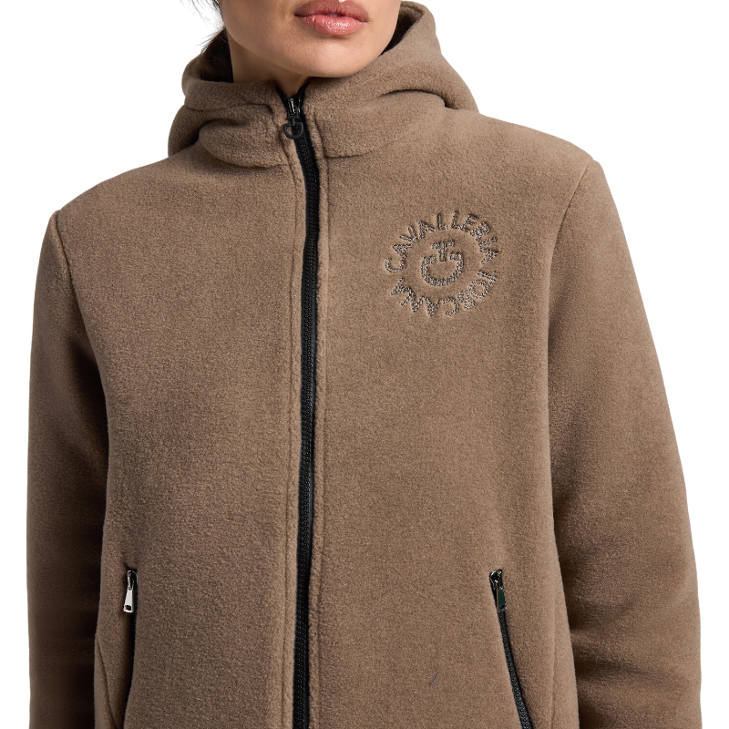 Cavalleria Toscana - Dames hoodie met ritssluiting, fleece, hazelnoot