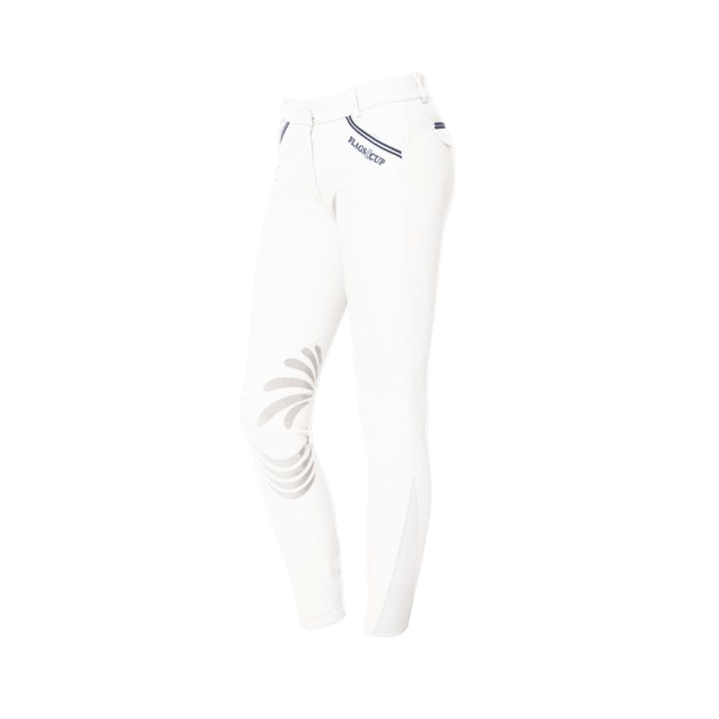 Flags & Cup - Pantalon d'équitation fille Cayenne blanc/ marine | - Ohlala