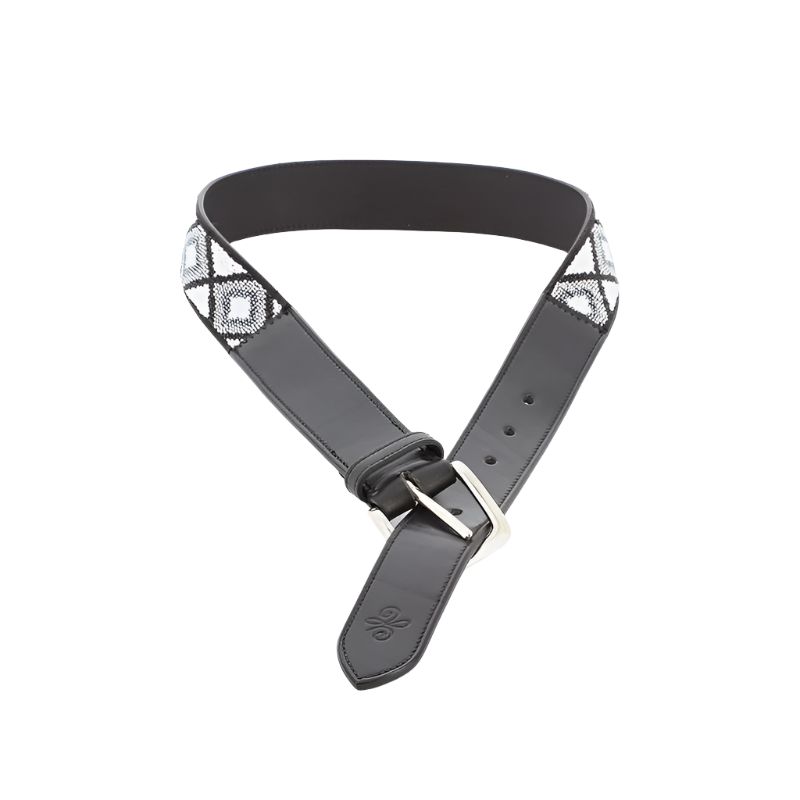 Pénélope - Ceinture Pearl Noir/ Blanc | - Ohlala
