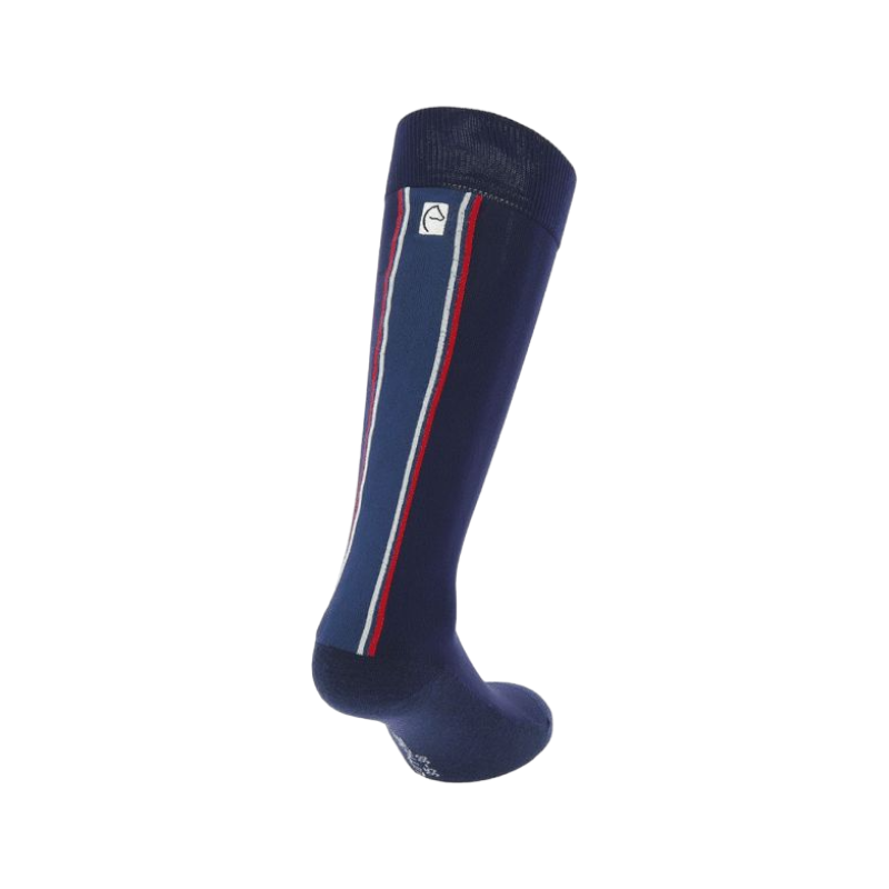 Equithème - Chaussettes d'équitation bleu/ blanc/ rouge (x1) | - Ohlala