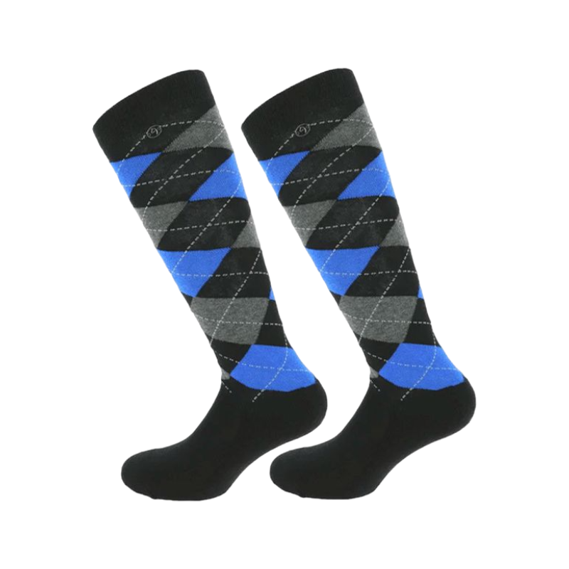 Equithème - Zwart/blauw Argyle Sock (x1)