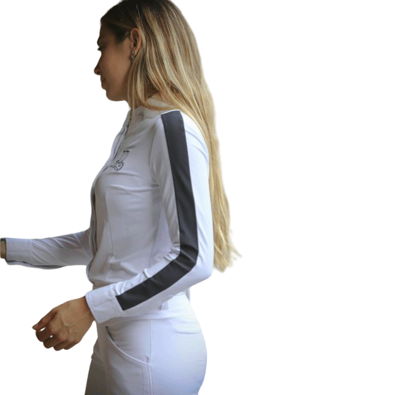 Pénélope - Chemise manches longues de concours Showshirt blanc/ noir | - Ohlala
