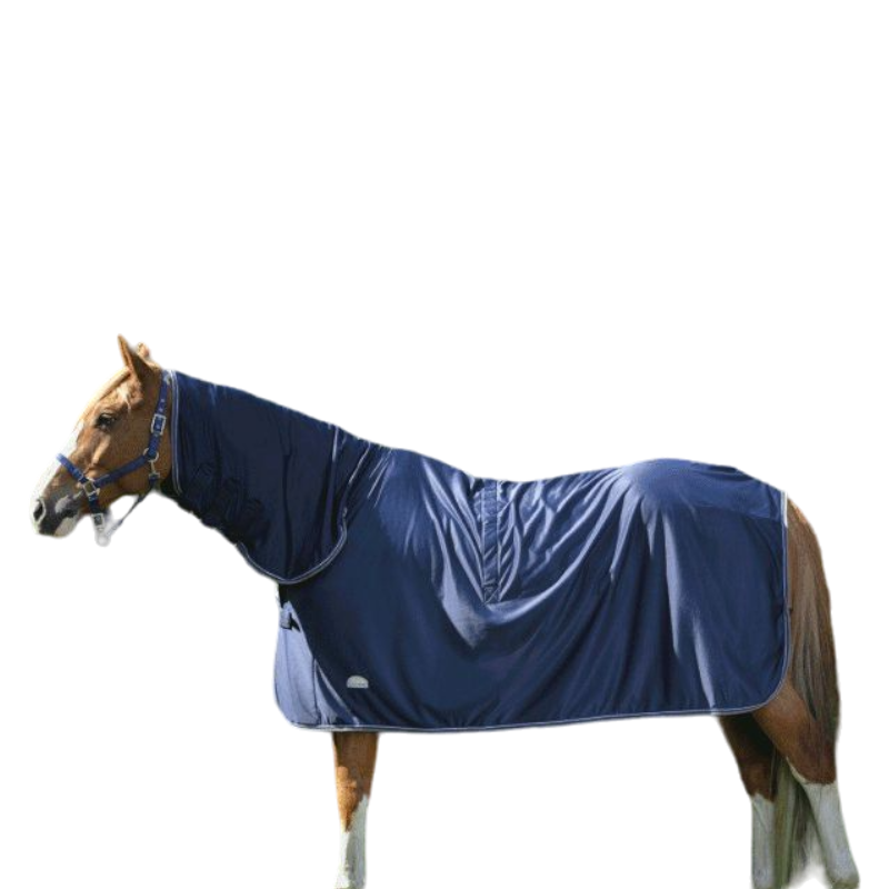 Equithème - Chemise Microfleece combo marine/ blanc | - Ohlala
