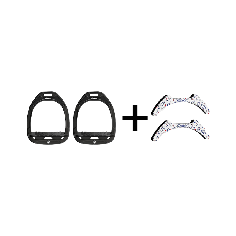 Flex On - Pack Étriers GC Incliné Grip Noir / Noir / Noir + Stickers Flex On Cottage blanc/ bleu offerts | - Ohlala