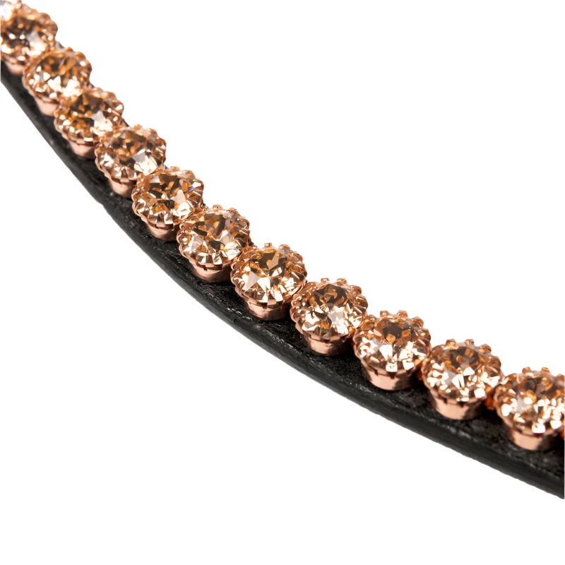 LeMieux - Frontal Classique en cuir noir Diamante Rosé | - Ohlala