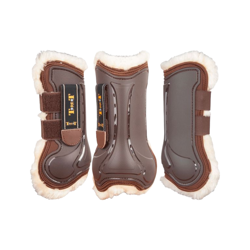 TdeT - Guêtres ouvertes Design avec doublure mouton marron x2 | - Ohlala