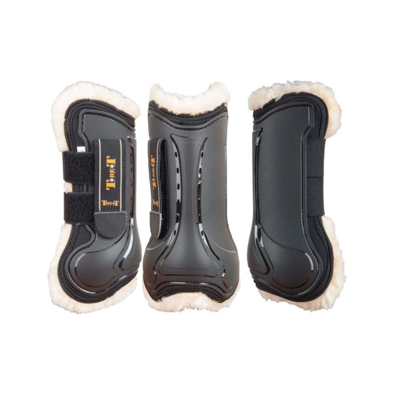 TdeT - Guêtres ouvertes Design avec doublure mouton noir x2 | - Ohlala