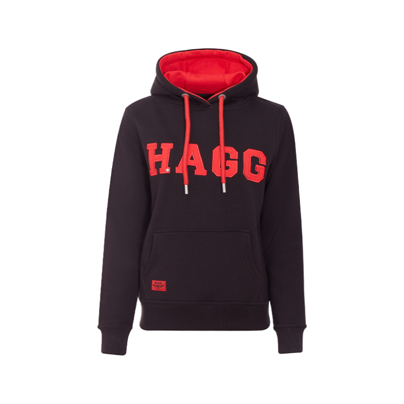 Hagg - Sweat à capuche femme noir/ rouge | - Ohlala