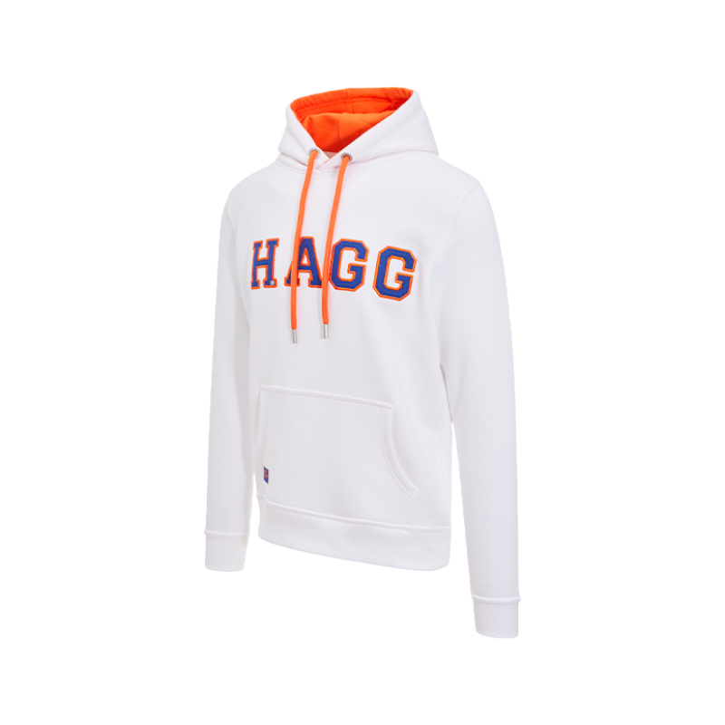 Hagg - Sweat à capuche homme blanc/ orange/ bleu roi | - Ohlala