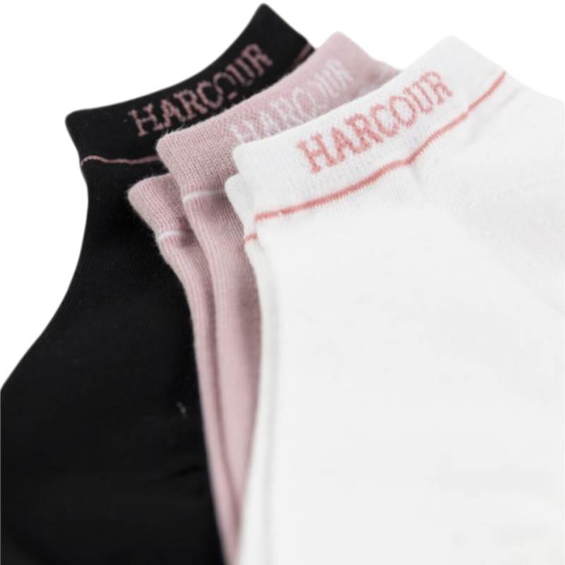 Harcour - Korte sokken Suzanne zwart/roze (x3)