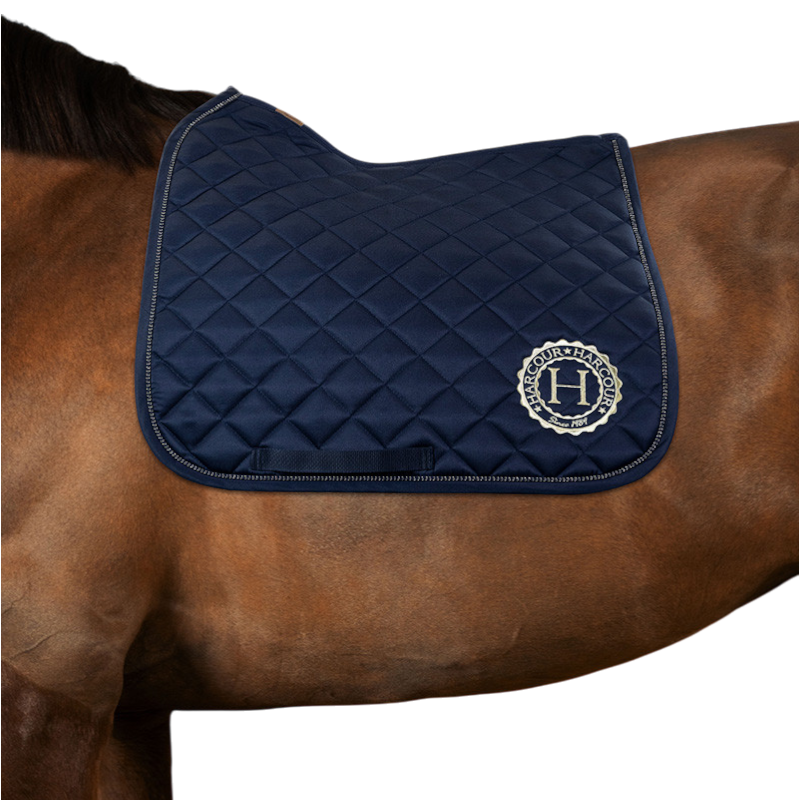 Harcour - Pack tapis de dressage Sunny et bonnet Funny marine/ light gold | - Ohlala