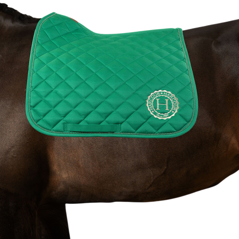 Harcour - Set van dressuurtapijten Sunny en Funny oorwarmers groen/ lichtgoud