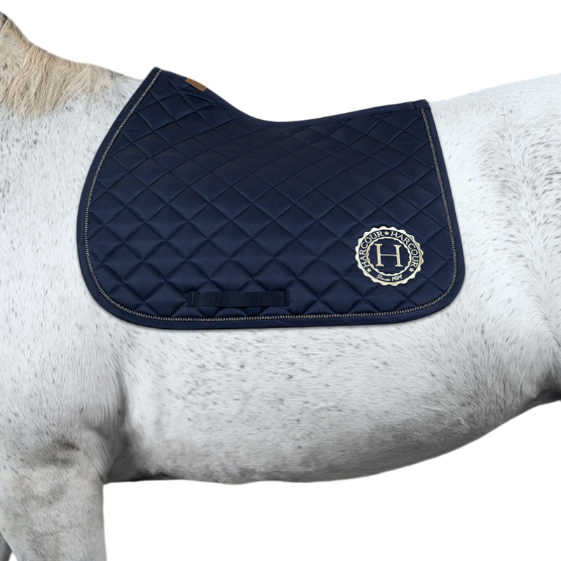 Harcour - Pack tapis de selle Sunny et bonnet Funny marine/ light gold | - Ohlala