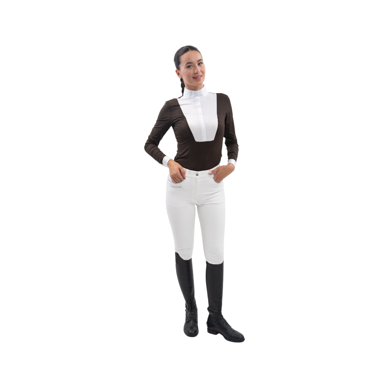 Harcour - Langärmliges Damen-Turnierpoloshirt Stella Cacao
