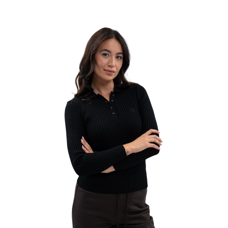 Harcour - Women's long sleeve polo Aurore black