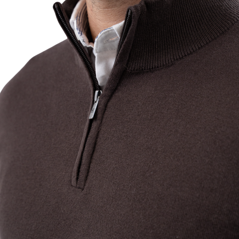 Harcour - Men's long sleeve pull Parmo cocoa