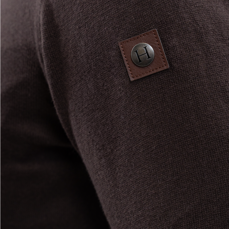 Harcour - Men's long sleeve pull Parmo cocoa