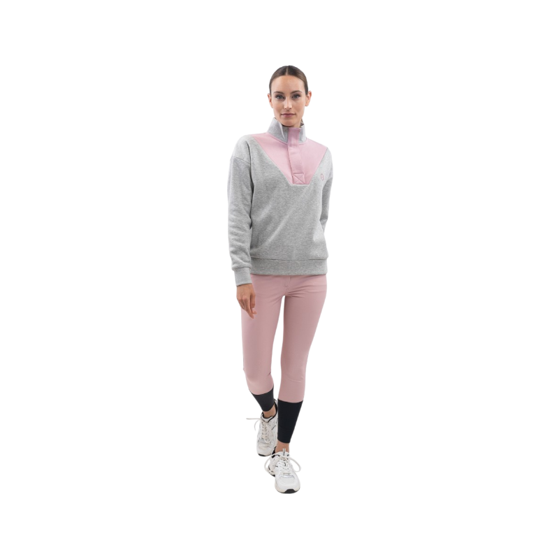 Harcour - Damen Sweatshirt mit Stehkragen Amber grau meliert/ Pfingstrose