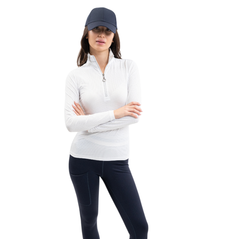 Harcour - Polo technique manches longues femme Breezi blanc | - Ohlala