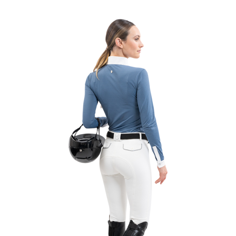 Harcour - Polo de concours manches longues femme Coco steel blue | - Ohlala