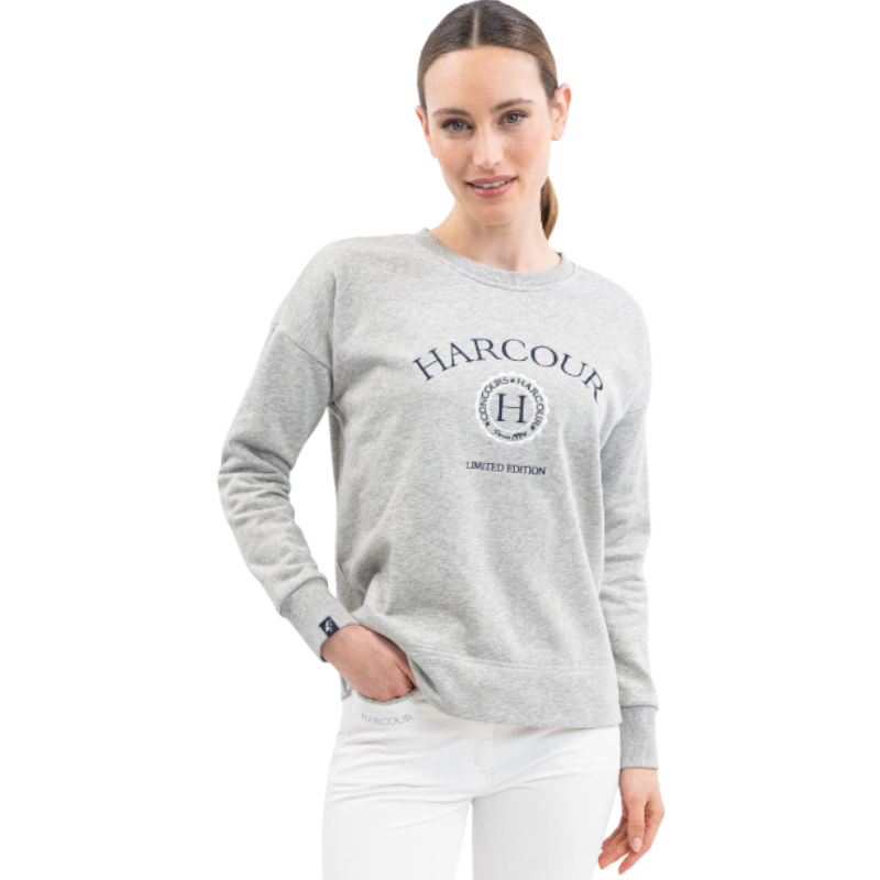 Harcour - Sweat manches longues mixte Galopea gris chiné | - Ohlala