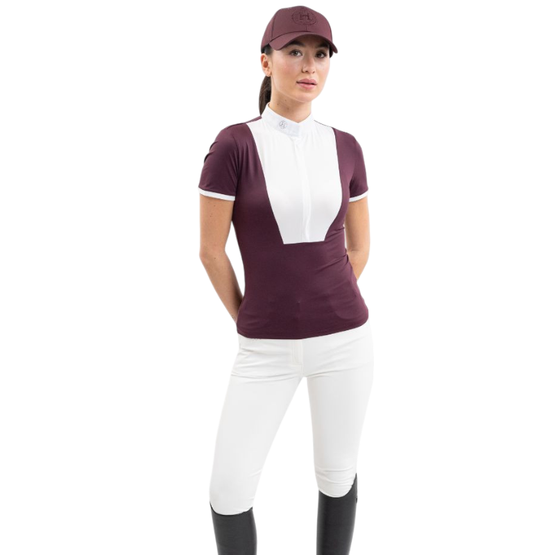 Harcour - Polo de concours manches courtes femme Shine aubergine | - Ohlala