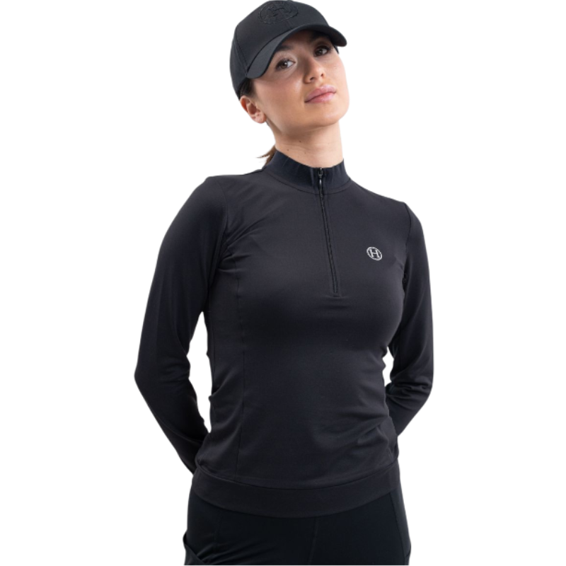 Harcour - Polo technique manches longues femme Tess noir | - Ohlala