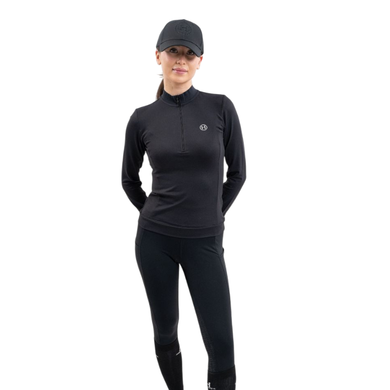 Harcour - Polo technique manches longues femme Tess noir | - Ohlala