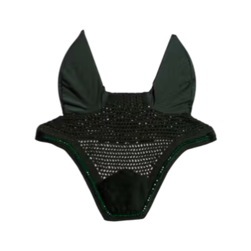 Kentucky Horsewear - Bonnet pour chevaux anti-bruits Wellington Velvet Pearls pine green | - Ohlala