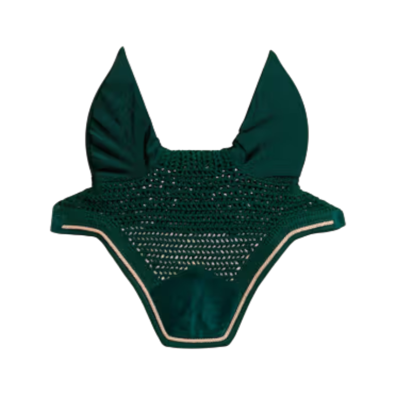 Kentucky Horsewear - Bonnet pour chevaux anti-bruits Wellington Velvet émeraude | - Ohlala