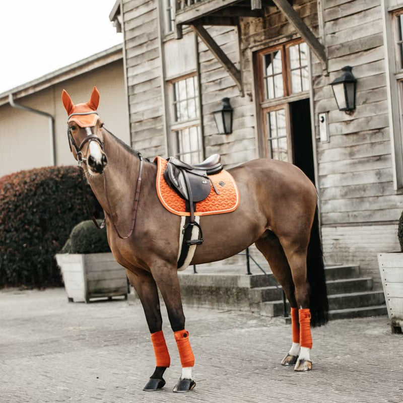 Kentucky Horsewear - Bonnet pour chevaux anti-bruits Wellington Velvet orange | - Ohlala