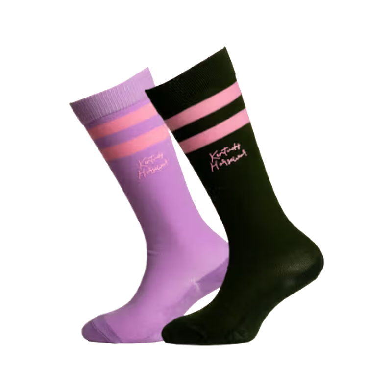 Kentucky Horsewear - Chaussettes d'équitation enfant x2 violet/ vert foncé | - Ohlala