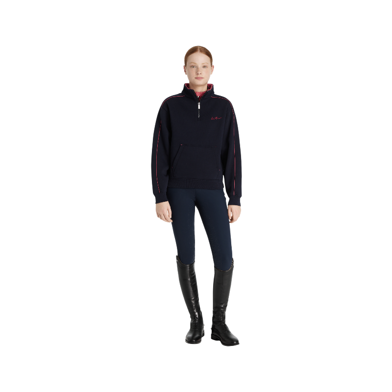 Lemieux - Sweat col zippé enfant Young Rider Kate marine/ cranberry | - Ohlala