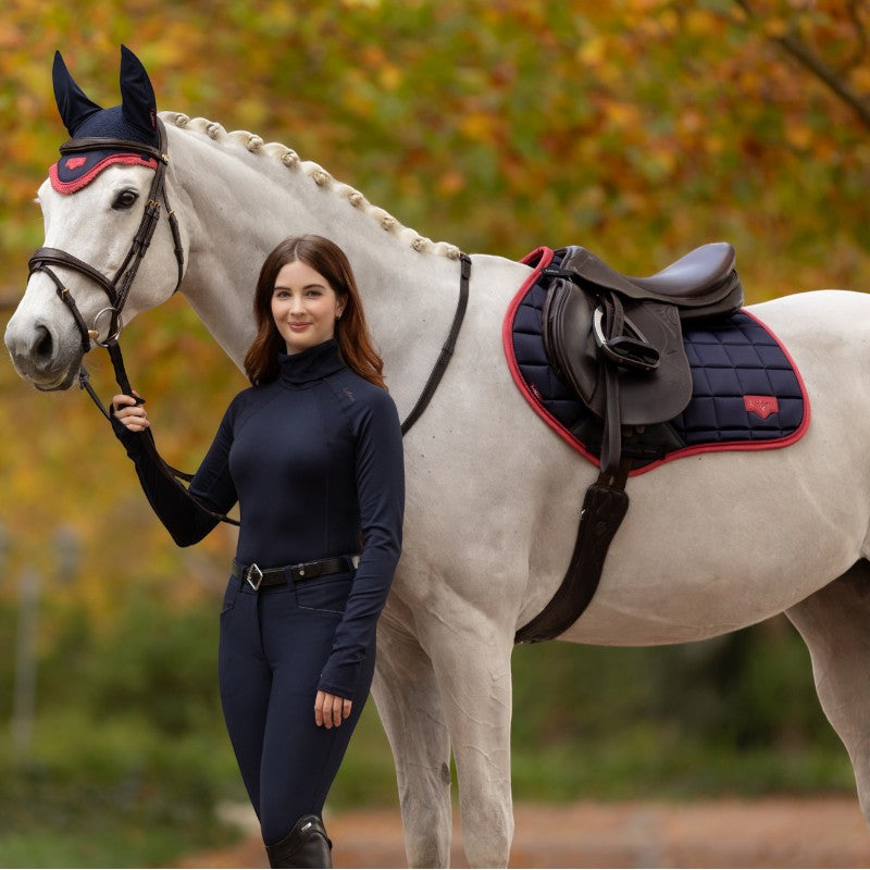 Lemieux - Square Loire Classic zadeldek marine/ cranberry