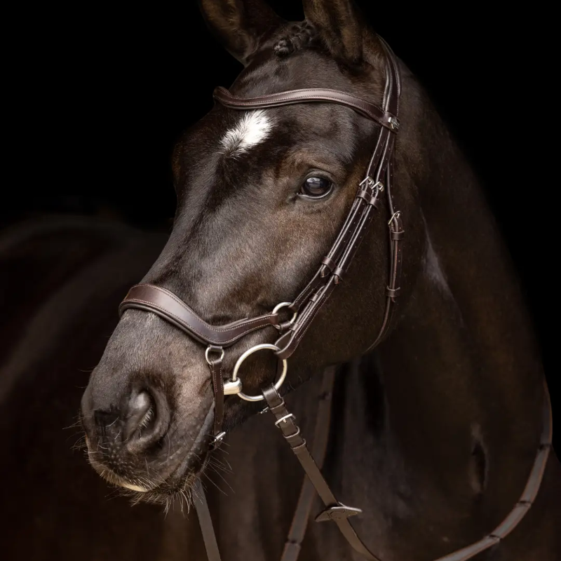 Lemieux - Bridon Arika muserolle basse marron/ argent | - Ohlala