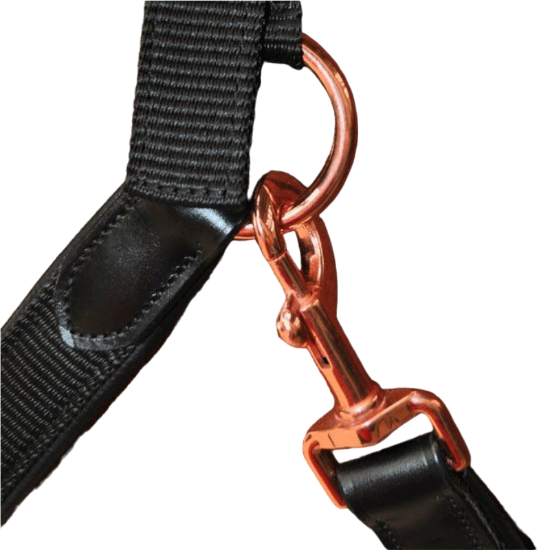 Flags & Cup - Licol cheval nylon et cuir noir / rose gold | - Ohlala