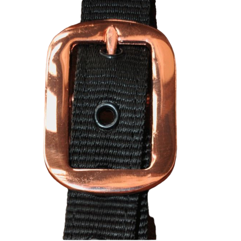 Flags & Cup - Licol cheval nylon et cuir noir / rose gold | - Ohlala