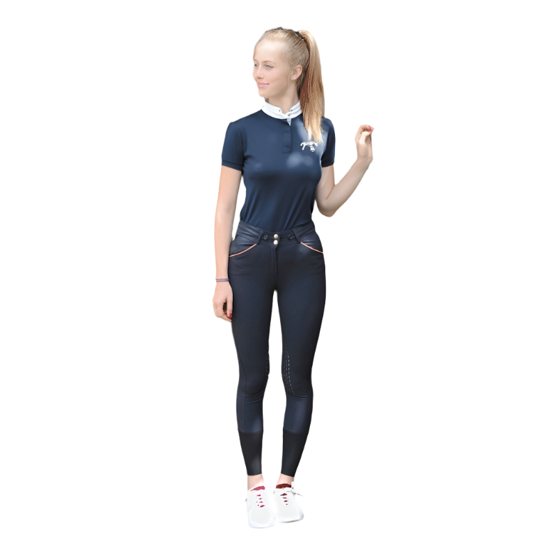 Pénélope - Polo manches courtes de concours femme Madrid marine | - Ohlala