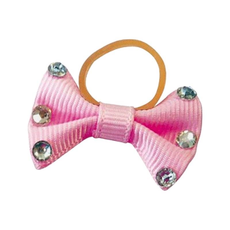 Equithème - Nœuds à natter avec strass transparents rose | - Ohlala