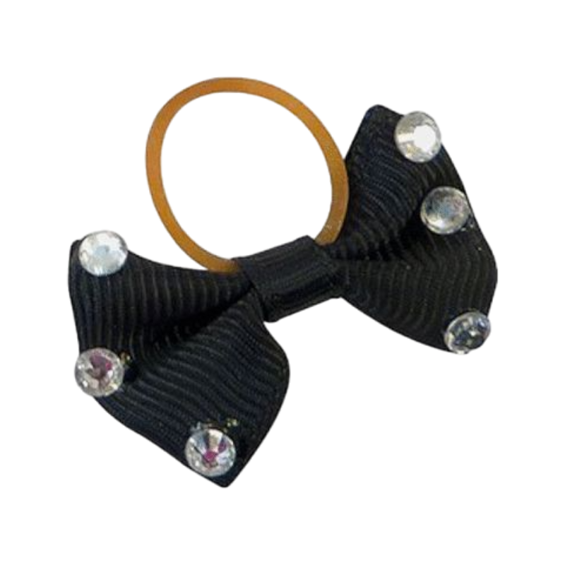 Equithème - Nœuds à natter avec strass transparents noir | - Ohlala