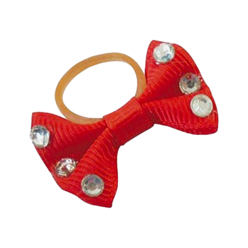 Equithème - Nœuds à natter avec strass transparents rouge | - Ohlala