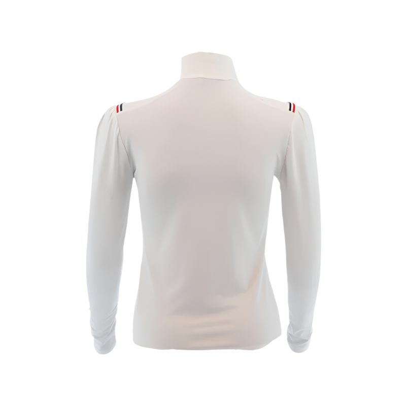 Pénélope - Polo manches longues Bruge galon bleu/ blanc/ rouge | - Ohlala